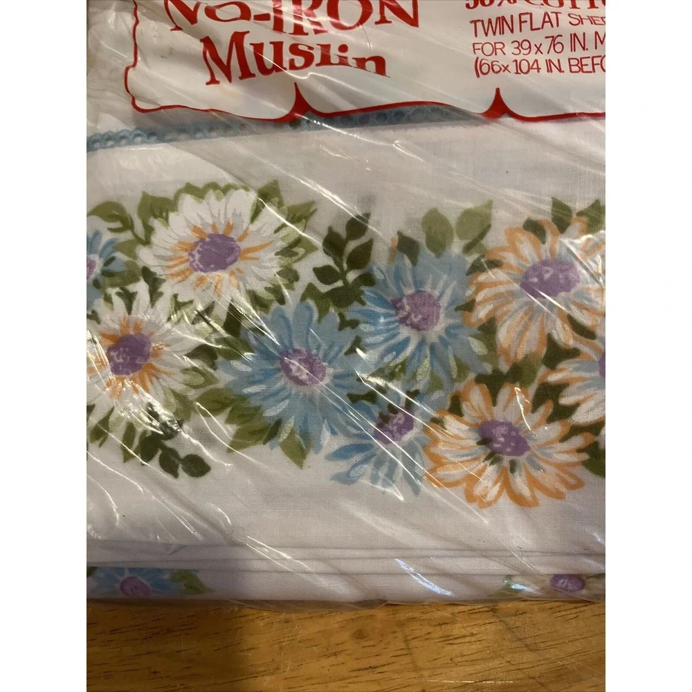 Vintage Selected Seconds Daisies Twin‎ Flat Sheet Floral Design New Old Stock